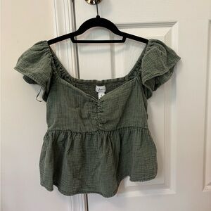 Japna 100% Cotton Smocked Puff Sleeve Blouse